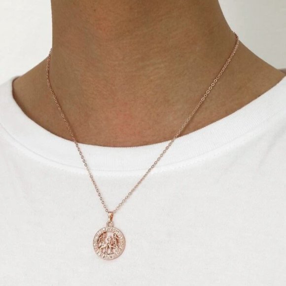 Gemini Zodiac Rose Gold Necklace - Picture 2 of 3